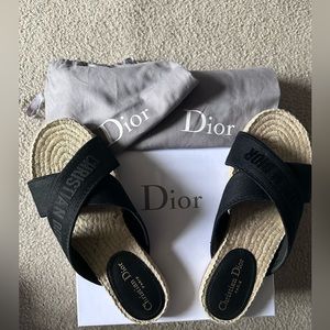 Dior Logo Embroidered Logo Espadrilles. Size 39.5, 9.5.